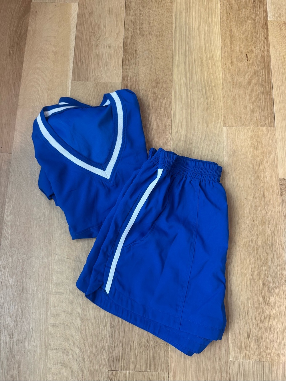 Royal Blue Women's Athletic Shorts with White Trim